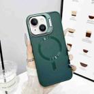 For iPhone 15 CD Texture Frosted MagSafe Lens Holder Phone Case(Green) - 1