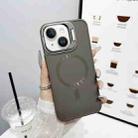 For iPhone 15 CD Texture Frosted MagSafe Lens Holder Phone Case(Gray) - 1