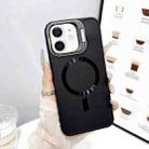 For iPhone 11 CD Texture Frosted MagSafe Lens Holder Phone Case(Black) - 1