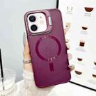 For iPhone 11 CD Texture Frosted MagSafe Lens Holder Phone Case(Red) - 1