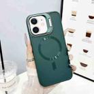 For iPhone 11 CD Texture Frosted MagSafe Lens Holder Phone Case(Green) - 1