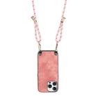 For iPhone 16 Pro Max Vintage Leather PC Back Cover Phone Case with Crossbody Strap(Pink) - 3