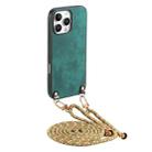 For iPhone 16 Pro Max Vintage Leather PC Back Cover Phone Case with Crossbody Strap(Green) - 1