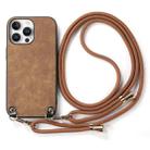 For iPhone 16 Pro Max Vintage Leather PC Back Cover Phone Case with Crossbody Strap(Brown) - 2