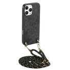 For iPhone 16 Pro Vintage Leather PC Back Cover Phone Case with Crossbody Strap(Black) - 1