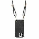 For iPhone 16 Pro Vintage Leather PC Back Cover Phone Case with Crossbody Strap(Black) - 3