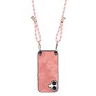 For iPhone 16 Plus Vintage Leather PC Back Cover Phone Case with Crossbody Strap(Pink) - 3