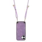 For iPhone 16 Plus Vintage Leather PC Back Cover Phone Case with Crossbody Strap(Purple) - 3