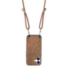 For iPhone 16 Plus Vintage Leather PC Back Cover Phone Case with Crossbody Strap(Brown) - 3