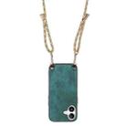For iPhone 16 Vintage Leather PC Back Cover Phone Case with Crossbody Strap(Green) - 3