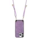 For iPhone 15 Pro Max Vintage Leather PC Back Cover Phone Case with Crossbody Strap(Purple) - 3