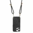 For iPhone 15 Pro Vintage Leather PC Back Cover Phone Case with Crossbody Strap(Black) - 3