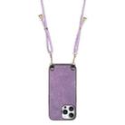 For iPhone 15 Pro Vintage Leather PC Back Cover Phone Case with Crossbody Strap(Purple) - 3