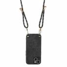 For iPhone 15 Plus Vintage Leather PC Back Cover Phone Case with Crossbody Strap(Black) - 3