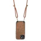 For iPhone 15 Plus Vintage Leather PC Back Cover Phone Case with Crossbody Strap(Brown) - 3