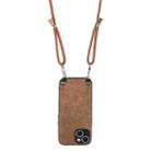 For iPhone 15 Vintage Leather PC Back Cover Phone Case with Crossbody Strap(Brown) - 3