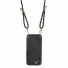 For iPhone 14 Plus Vintage Leather PC Back Cover Phone Case with Crossbody Strap(Black) - 3