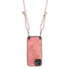 For iPhone 14 Plus Vintage Leather PC Back Cover Phone Case with Crossbody Strap(Pink) - 3