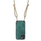 For iPhone 14 Vintage Leather PC Back Cover Phone Case with Crossbody Strap(Green) - 3