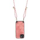 For iPhone 12 Pro Max Vintage Leather PC Back Cover Phone Case with Crossbody Strap(Pink) - 3