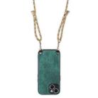 For iPhone 12 Pro Max Vintage Leather PC Back Cover Phone Case with Crossbody Strap(Green) - 3