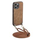 For iPhone 12 Pro Max Vintage Leather PC Back Cover Phone Case with Crossbody Strap(Brown) - 1