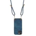 For iPhone 11 Vintage Leather PC Back Cover Phone Case with Crossbody Strap(Blue) - 3