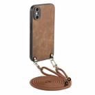 For iPhone XS Max Vintage Leather PC Back Cover Phone Case with Crossbody Strap(Brown) - 1