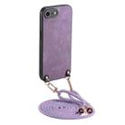 For iPhone 7 / 8 / SE 2022 / SE 2020 Vintage Leather PC Back Cover Phone Case with Crossbody Strap(Purple) - 1