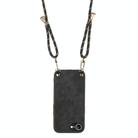 For  iPhone 16e Vintage Leather PC Back Cover Phone Case with Crossbody Strap(Black) - 3