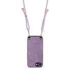 For  iPhone 16e Vintage Leather PC Back Cover Phone Case with Crossbody Strap(Purple) - 3