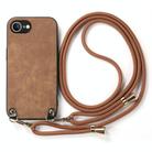 For  iPhone 16e Vintage Leather PC Back Cover Phone Case with Crossbody Strap(Brown) - 2