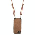 For  iPhone 16e Vintage Leather PC Back Cover Phone Case with Crossbody Strap(Brown) - 3