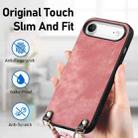 For iPhone Air Vintage Leather PC Back Cover Phone Case with Crossbody Strap(Pink) - 3