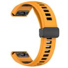 For Garmin Fenix 8 AMOLED 43mm Two Color Magnetic Silicone Watch Band(Orange+Black) - 3