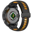 For Garmin Fenix 8 AMOLED 43mm Two Color Magnetic Silicone Watch Band(Black+Orange) - 2