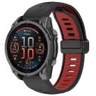 For Garmin Fenix 8 AMOLED 43mm Two Color Magnetic Silicone Watch Band(Black+Red) - 1