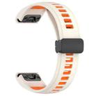 For Garmin Fenix 8 AMOLED 43mm Two Color Magnetic Silicone Watch Band(Stralight+Orange) - 3