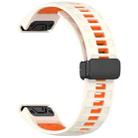 For Garmin Fenix 8 AMOLED 47mm Two Color Magnetic Silicone Watch Band(Stralight+Orange) - 3