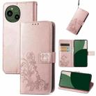 For Sharp Aquos R9 Four-leaf Clasp Embossed Buckle Leather Phone Case(Rose Gold) - 1