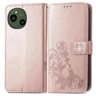 For Sharp Aquos R9 Four-leaf Clasp Embossed Buckle Leather Phone Case(Rose Gold) - 2