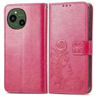 For Sharp Aquos R9 Four-leaf Clasp Embossed Buckle Leather Phone Case(Rose Red) - 2