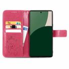 For Sharp Aquos R9 Four-leaf Clasp Embossed Buckle Leather Phone Case(Rose Red) - 3