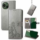 For Sharp Aquos R9 Four-leaf Clasp Embossed Buckle Leather Phone Case(Grey) - 1