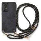 For Samsung Galaxy S24 Ultra 5G Vintage Leather PC Back Cover Phone Case with Crossbody Strap(Black) - 2