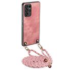 For Samsung Galaxy S24 Ultra 5G Vintage Leather PC Back Cover Phone Case with Crossbody Strap(Pink) - 1