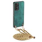 For Samsung Galaxy S24 Ultra 5G Vintage Leather PC Back Cover Phone Case with Crossbody Strap(Green) - 1