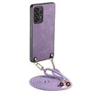 For Samsung Galaxy S24 Ultra 5G Vintage Leather PC Back Cover Phone Case with Crossbody Strap(Purple) - 1