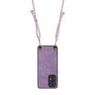 For Samsung Galaxy S24 Ultra 5G Vintage Leather PC Back Cover Phone Case with Crossbody Strap(Purple) - 3