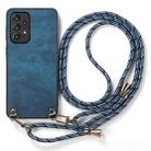 For Samsung Galaxy S24 5G Vintage Leather PC Back Cover Phone Case with Crossbody Strap(Blue) - 2